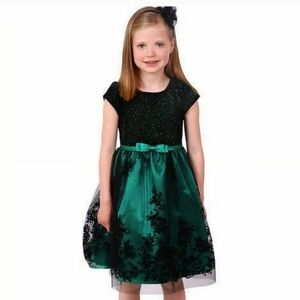 Joan Michelle Green holiday wedding formal dress glitter sparkle flowers bow